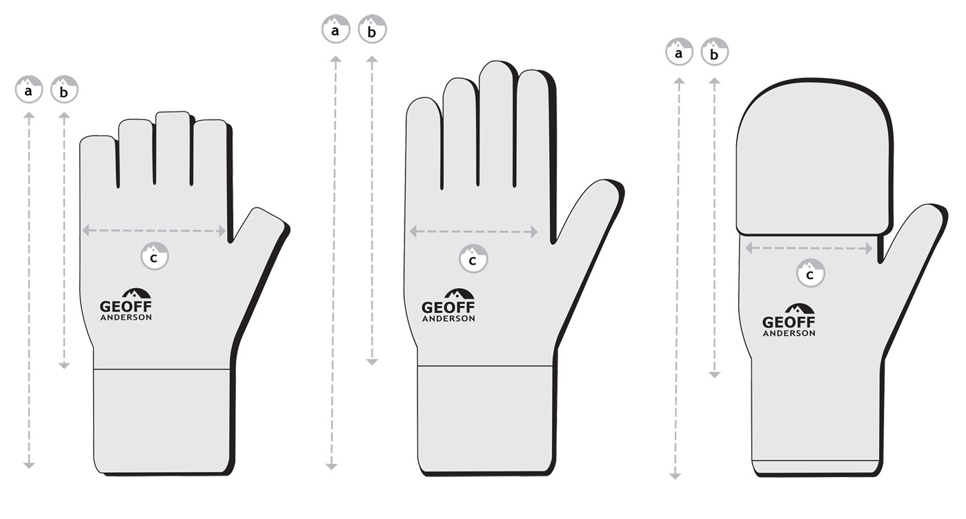 Størrelsesguide handsker -